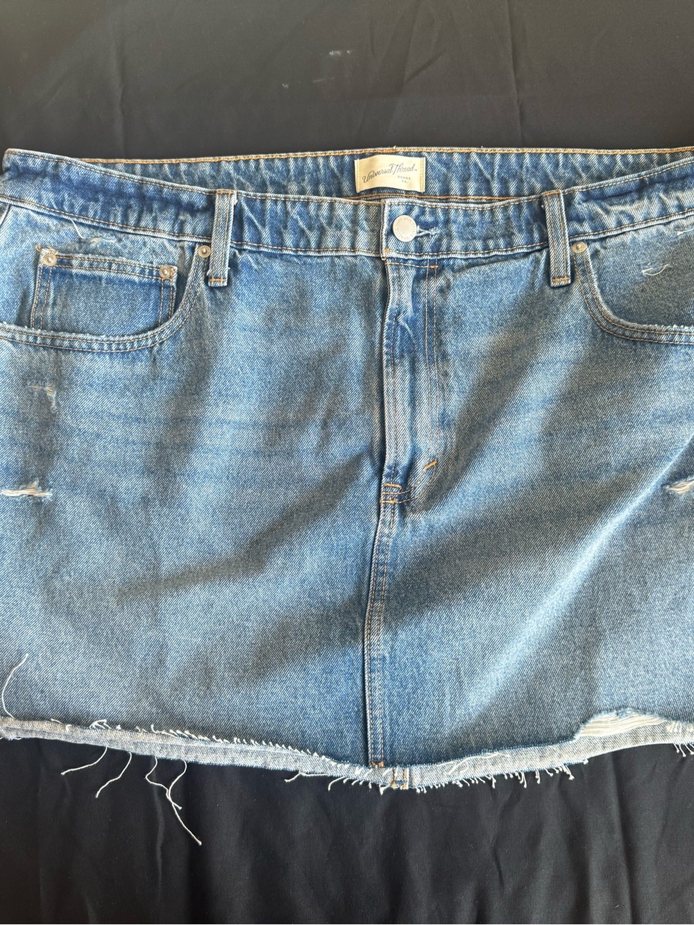 Universal Thread Plus Size 22 Distressed Denim Mini Skirt Raw Hem Medium Wash